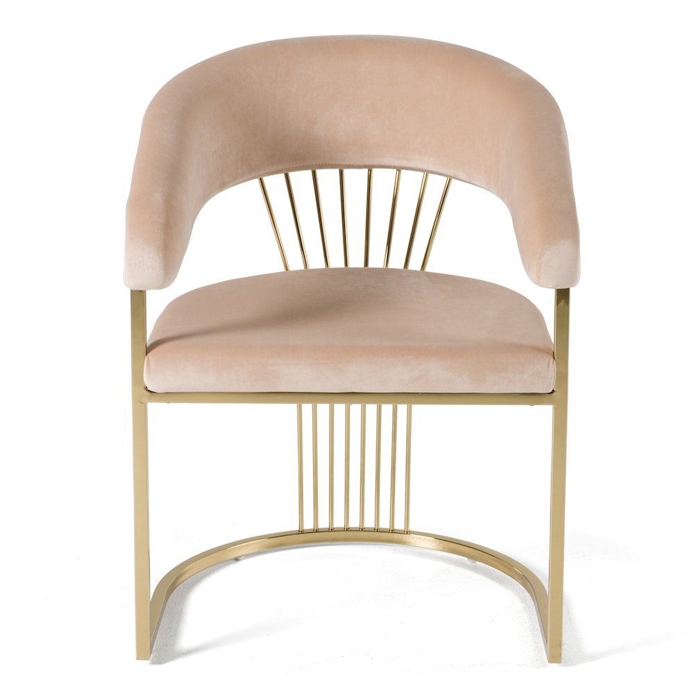 Linda - Modern Beige Velvet and Gold Dining Chair