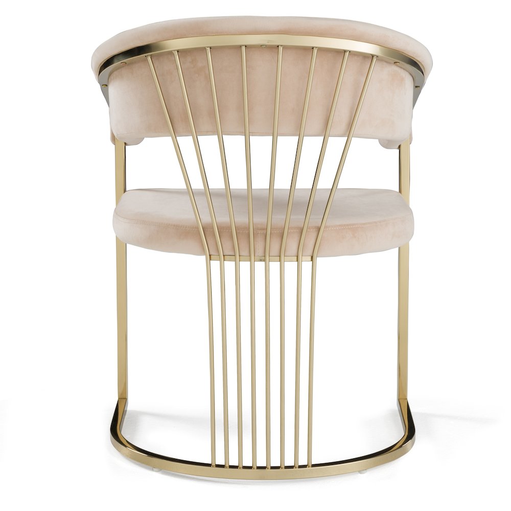 Linda - Modern Beige Velvet and Gold Dining Chair