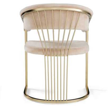 Linda - Modern Beige Velvet and Gold Dining Chair