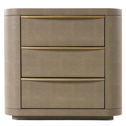 Modrest Lois - Modern Beige Shagreen + Brass Nightstand