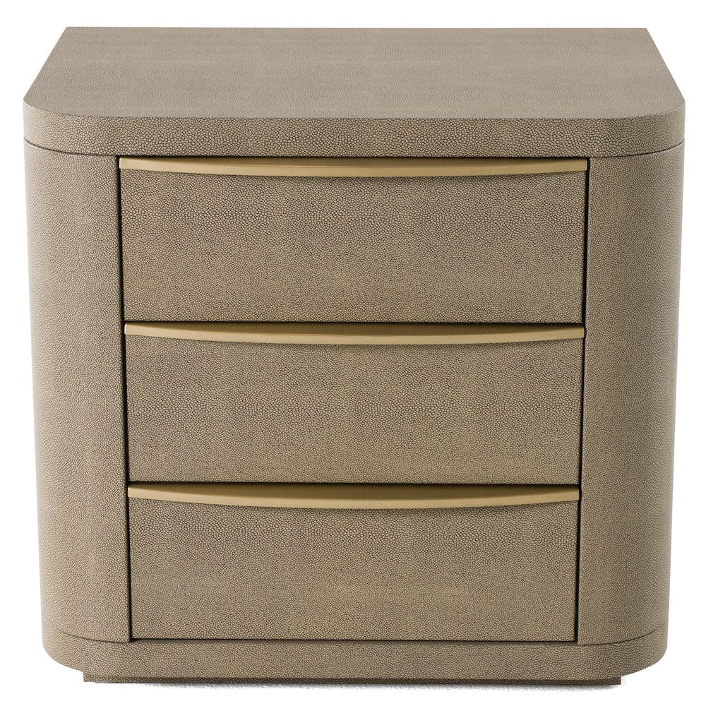 Modrest Lois - Modern Beige Shagreen + Brass Nightstand