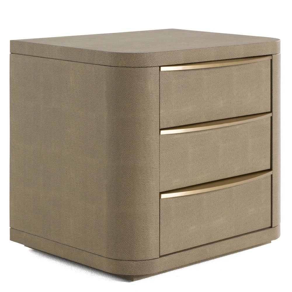 Modrest Lois - Modern Beige Shagreen + Brass Nightstand