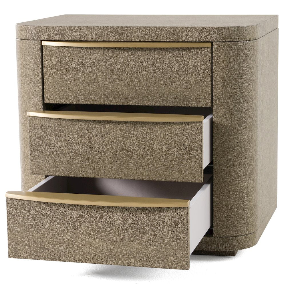 Modrest Lois - Modern Beige Shagreen + Brass Nightstand