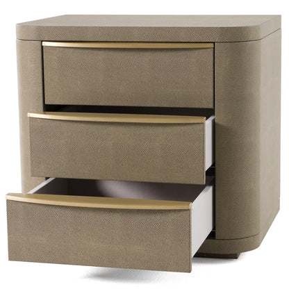 Modrest Lois - Modern Beige Shagreen + Brass Nightstand