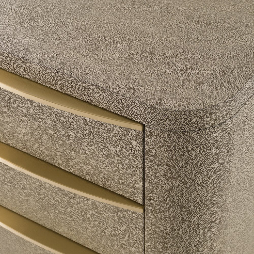 Modrest Lois - Modern Beige Shagreen + Brass Nightstand