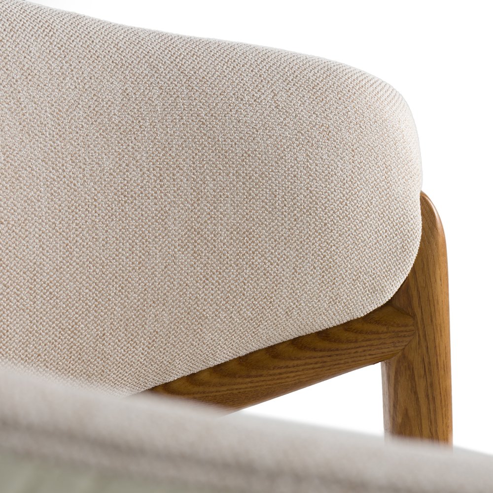 Modrest Lunde Cream Fabric and Walnut Arm Dining Chair