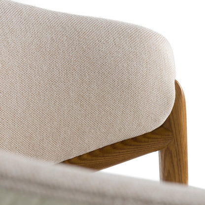 Modrest Lunde Cream Fabric and Walnut Arm Dining Chair