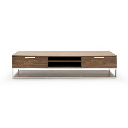 Modrest Heloise - Modern Walnut and Stainless Steel TV Stand