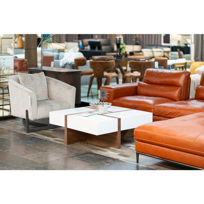 Modrest Makai Modern White & Walnut Square Coffee Table
