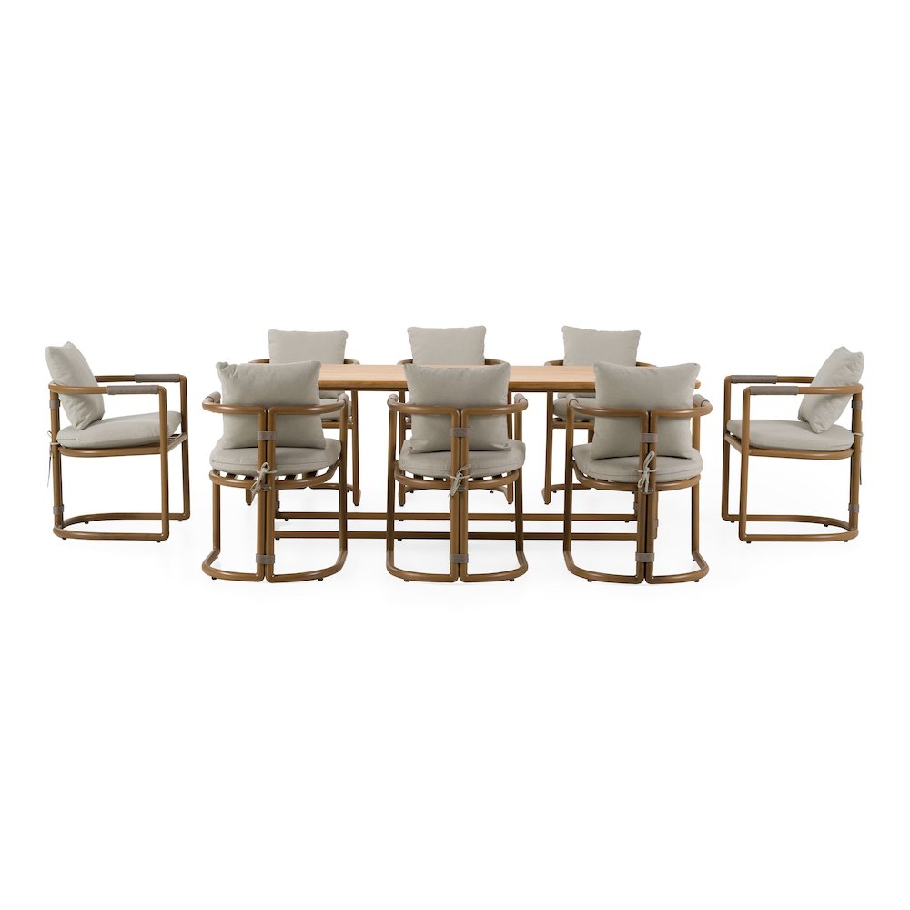 Malta - Outdoor Light Grey + Teak Dining Set