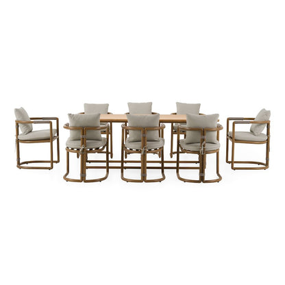 Malta - Outdoor Light Grey + Teak Dining Set