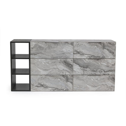 Nova Domus Maranello - Modern Grey Wash & Faux Marble Dresser