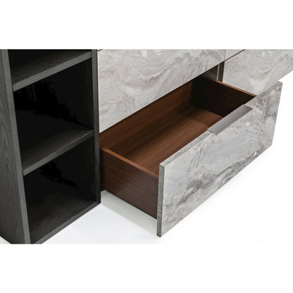 Nova Domus Maranello - Modern Grey Wash & Faux Marble Dresser