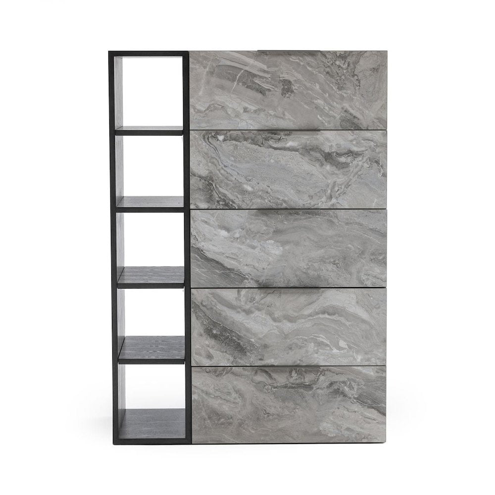 Nova Domus Maranello - Modern Grey Wash & Faux Marble Chest