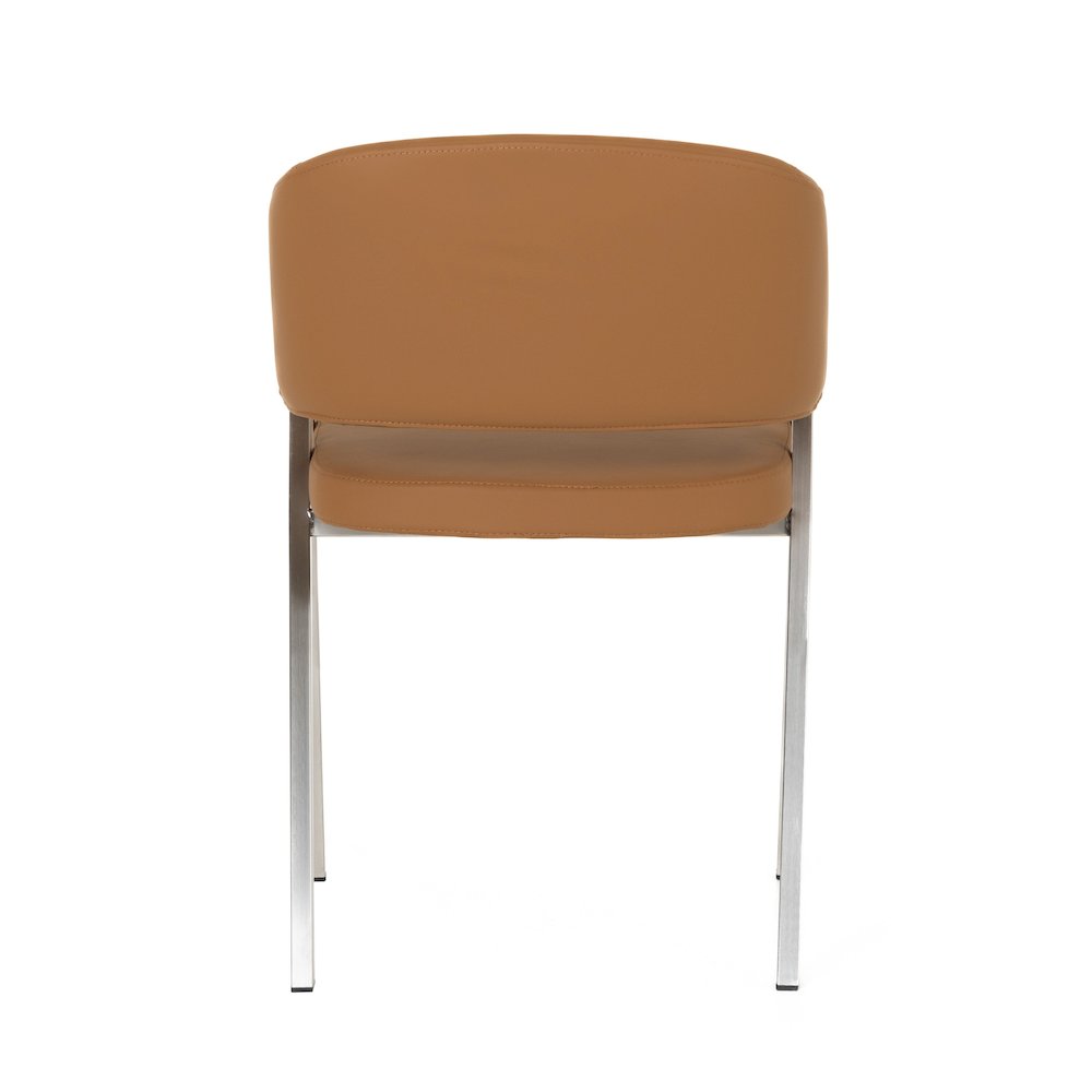 Modrest Marcus - Modern Camel Vegan Leather Dining Chair (Set of 2)