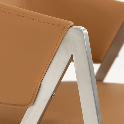Modrest Marcus - Modern Camel Vegan Leather Dining Chair (Set of 2)