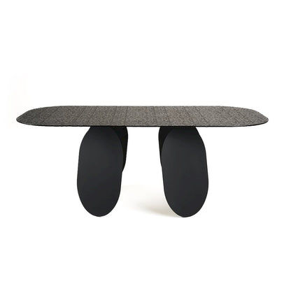 Modrest Maxine - Modern Hammered Grey Glass Rectangular Dining Table