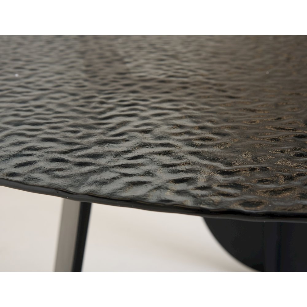 Modrest Maxine - Modern Hammered Grey Glass Round Dining Table