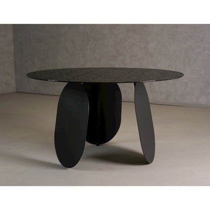 Modrest Maxine - Modern Hammered Grey Glass Round Dining Table