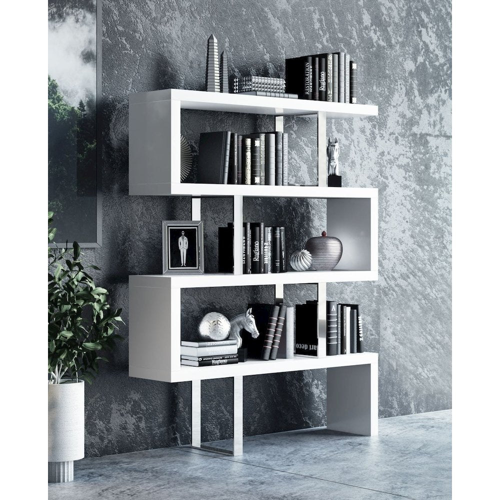 Maze Modern White High Gloss Bookcase