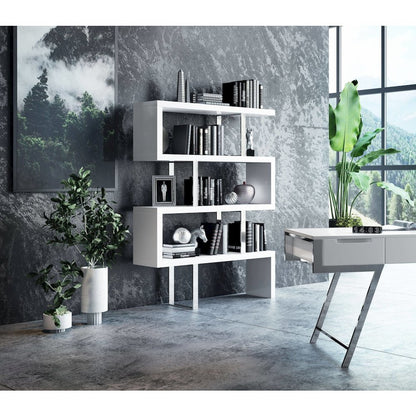 Maze Modern White High Gloss Bookcase