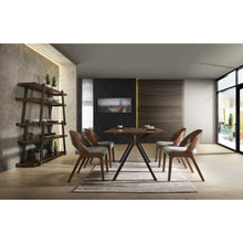 Runyon Modern Walnut and Grey Fabric Dining Chair (Set of 2)