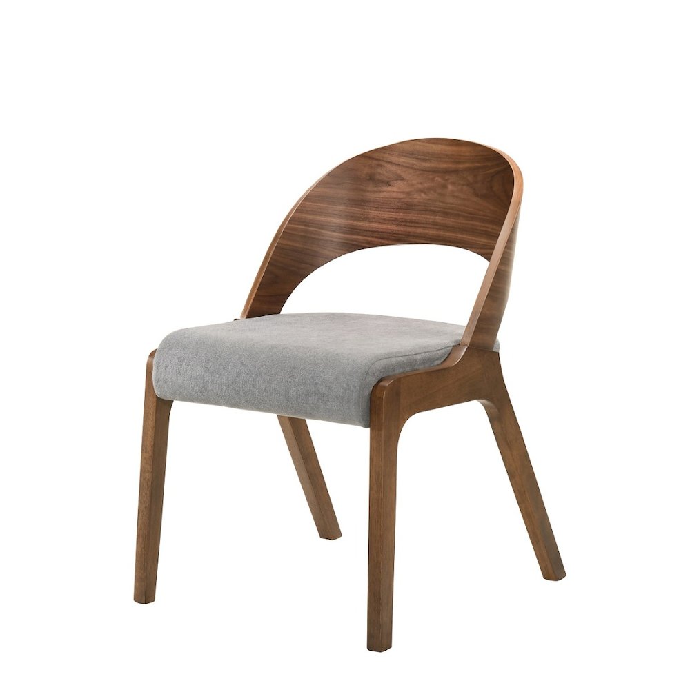 Runyon Modern Walnut and Grey Fabric Dining Chair (Set of 2)