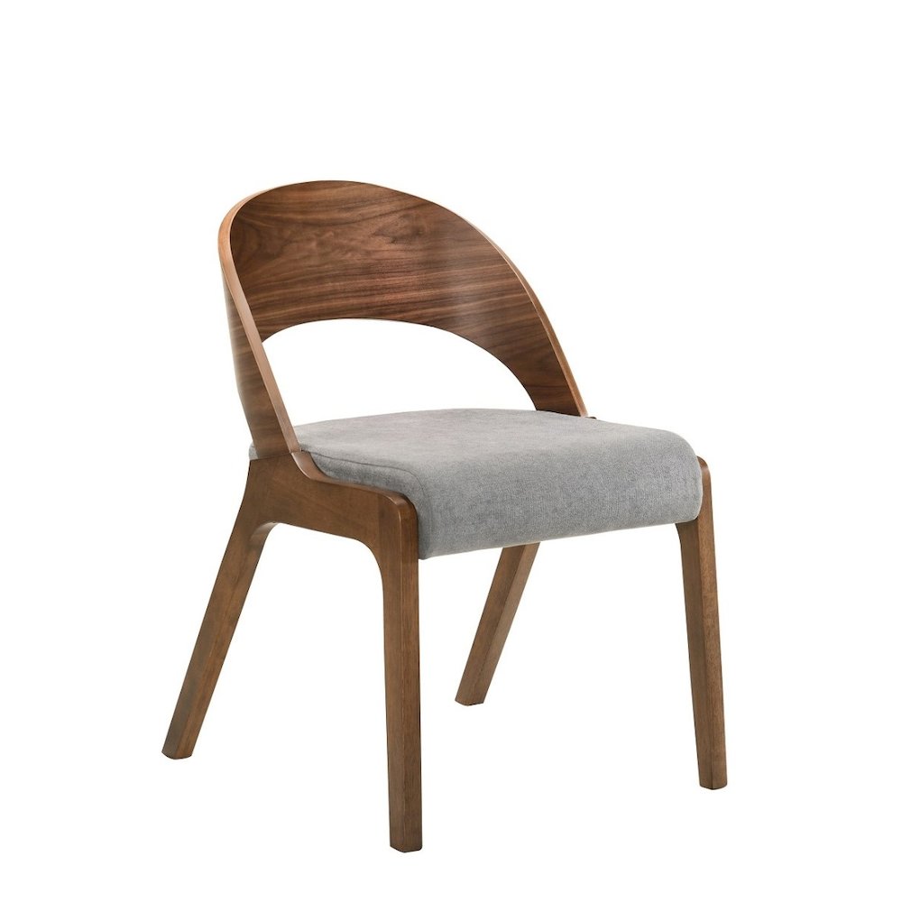Runyon Modern Walnut and Grey Fabric Dining Chair (Set of 2)