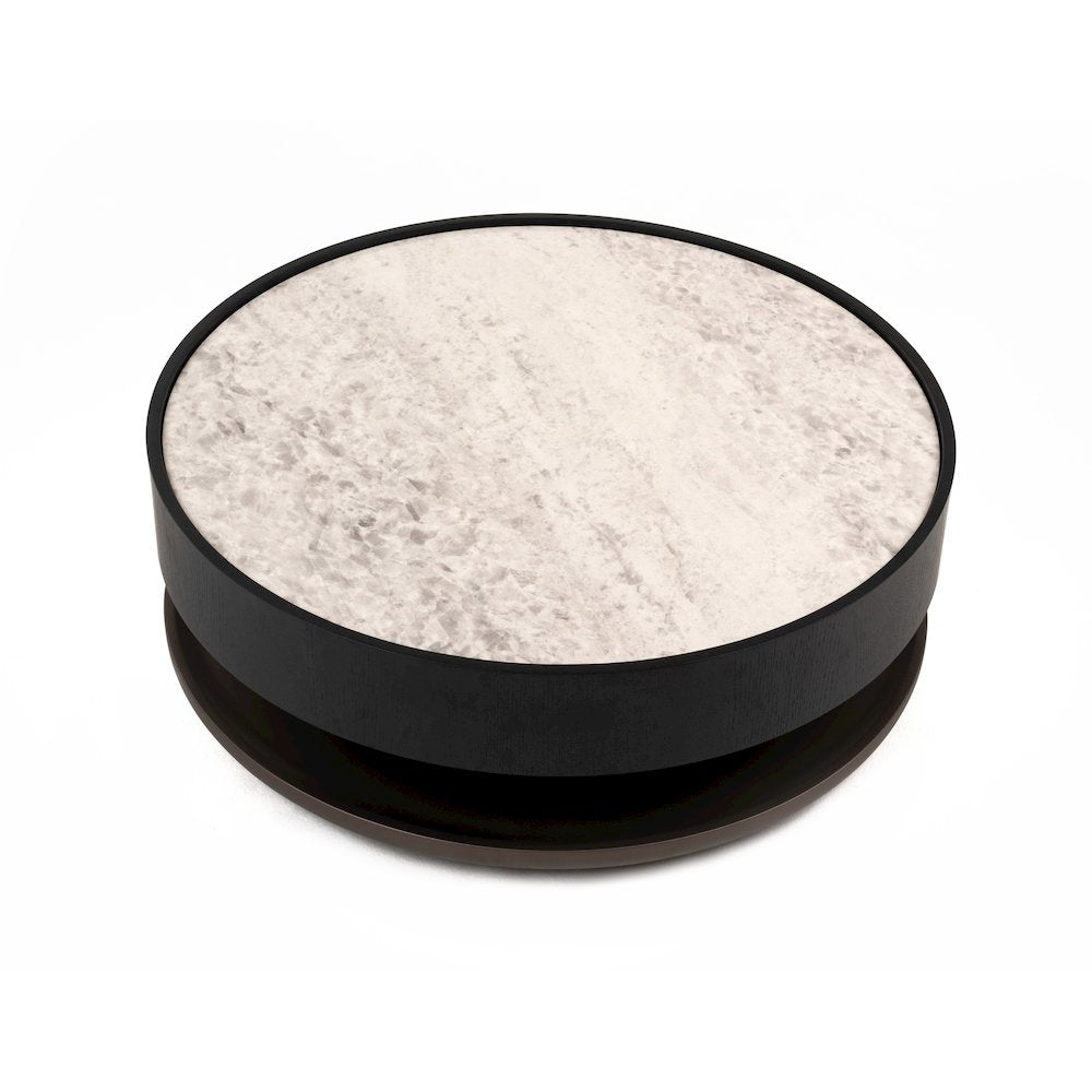 Modrest Miranda - Modern Ceramic + Black Oak Round Coffee Table