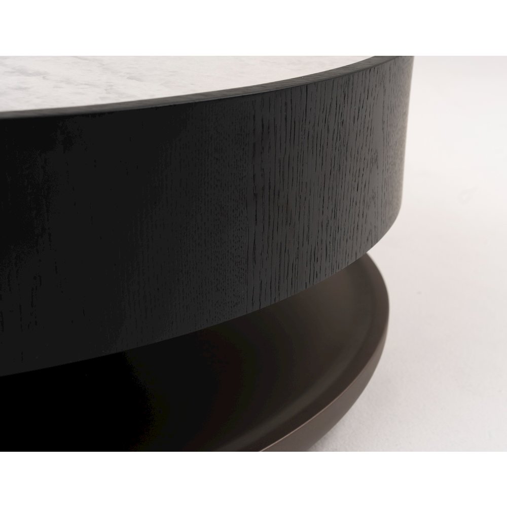 Modrest Miranda - Modern Ceramic + Black Oak Round Coffee Table
