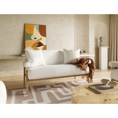Modrest Cynthia - Modern White Fabric + Wood Loveseat