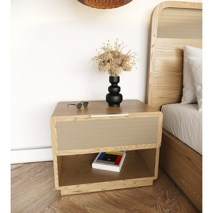 Modrest Gavin - Modern Natural Ash + Rattan Nightstand