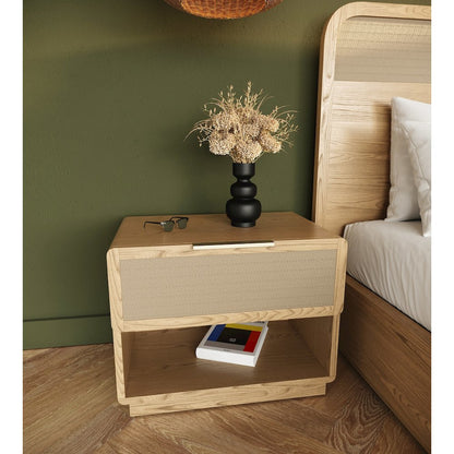 Modrest Gavin - Modern Natural Ash + Rattan Nightstand