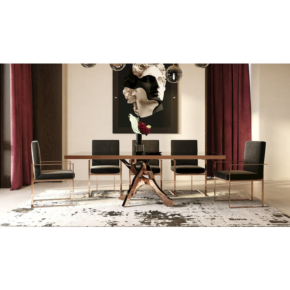 Modrest Trea - Modern Black Velvet & Rosegold Dining Chair