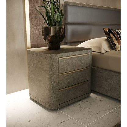 Modrest Lois - Modern Beige Shagreen + Brass Nightstand