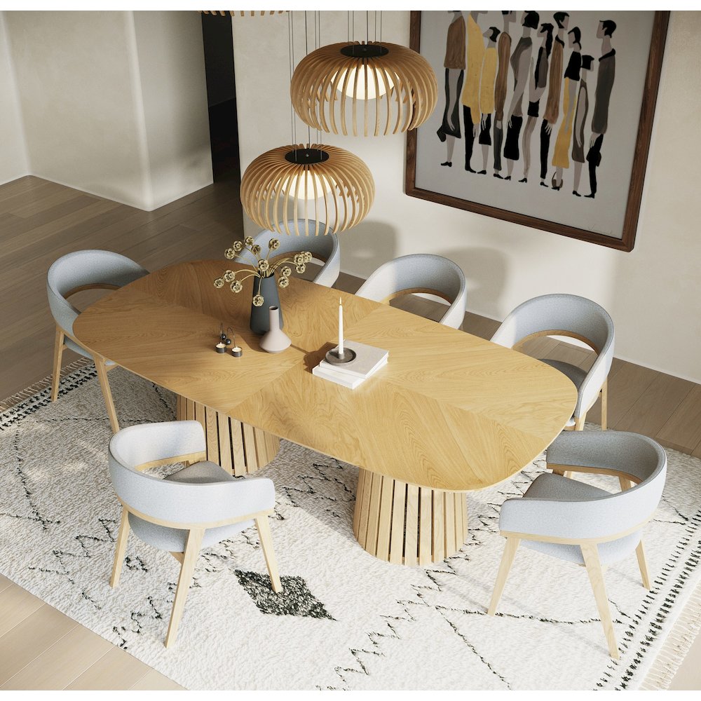 Truman - Mid-Century Modern Natural Oak Extendable Dining Table