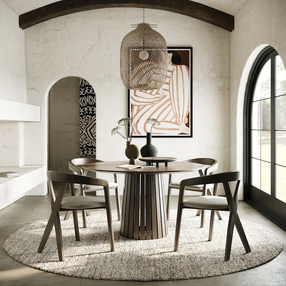 Weiss - Mid-Century Modern Light Grey Fabric + Wenge Dining Chair