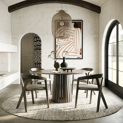 Weiss - Mid-Century Modern Light Grey Fabric + Wenge Dining Chair