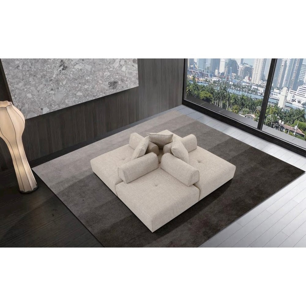 Divani Casa Mondo - Modern Modular Beige Fabric Armless Seat
