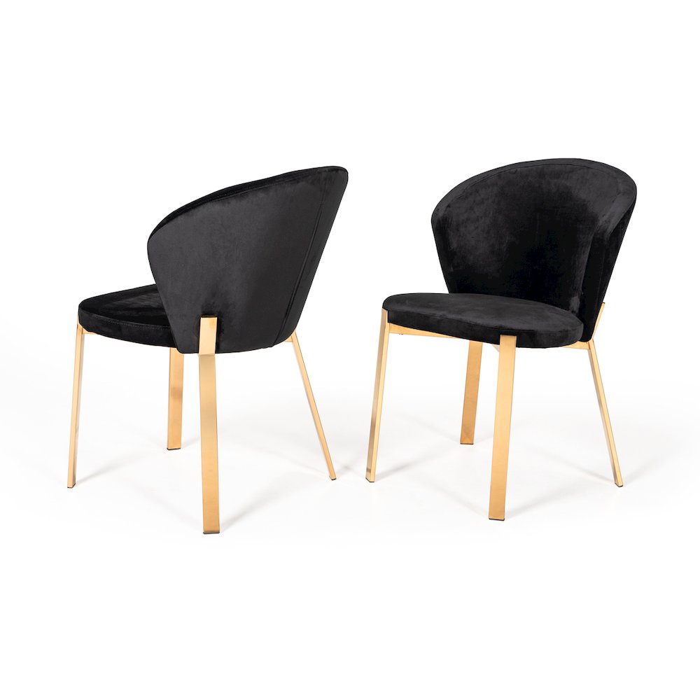 Modrest Nadia Modern Black Velvet & Rosegold Dining Chair (Set of 2)