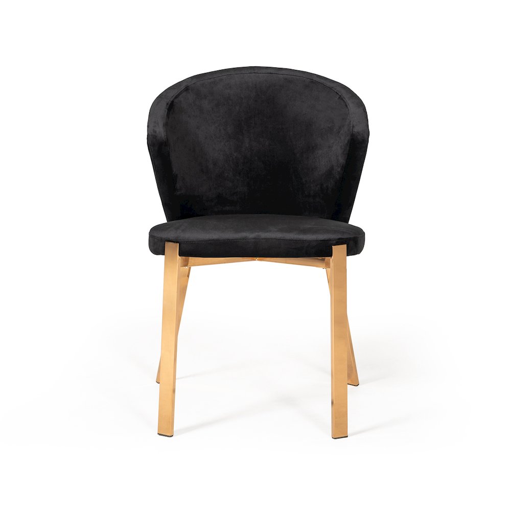 Modrest Nadia Modern Black Velvet & Rosegold Dining Chair (Set of 2)