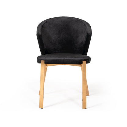 Modrest Nadia Modern Black Velvet & Rosegold Dining Chair (Set of 2)