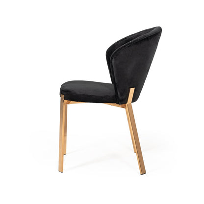Modrest Nadia Modern Black Velvet & Rosegold Dining Chair (Set of 2)