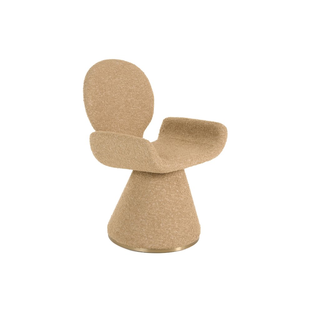 Modrest Neptune - Contemporary Beige Fabric + Brushed Brass Dining Chair