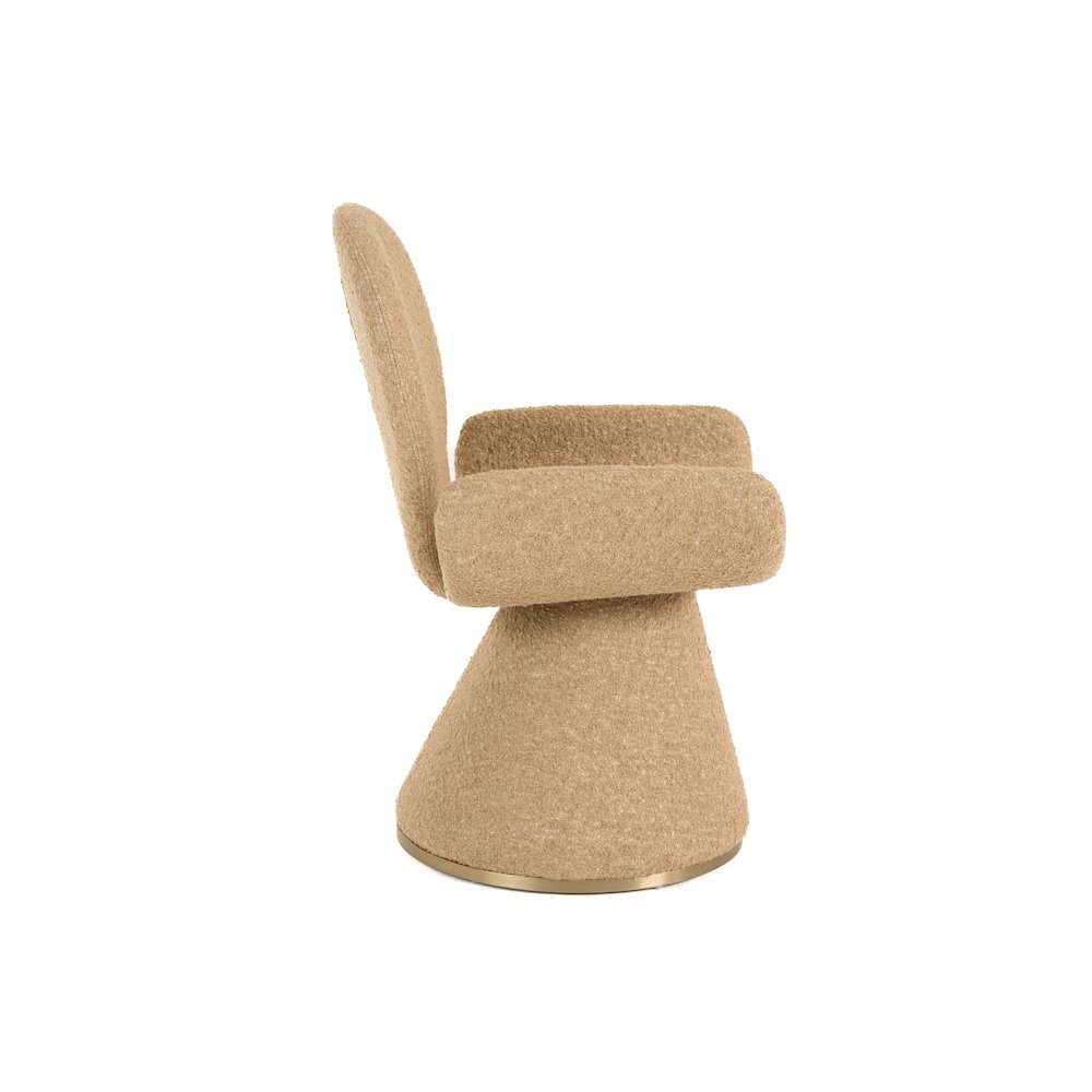 Modrest Neptune - Contemporary Beige Fabric + Brushed Brass Dining Chair