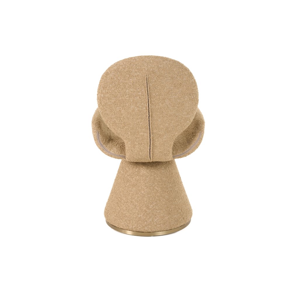 Modrest Neptune - Contemporary Beige Fabric + Brushed Brass Dining Chair