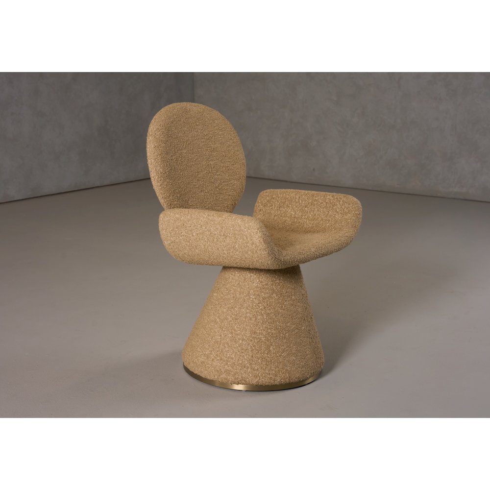 Modrest Neptune - Contemporary Beige Fabric + Brushed Brass Dining Chair