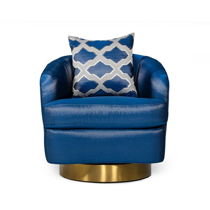 Modrest Niagra - Glam Blue and Gold Fabric Accent Chair