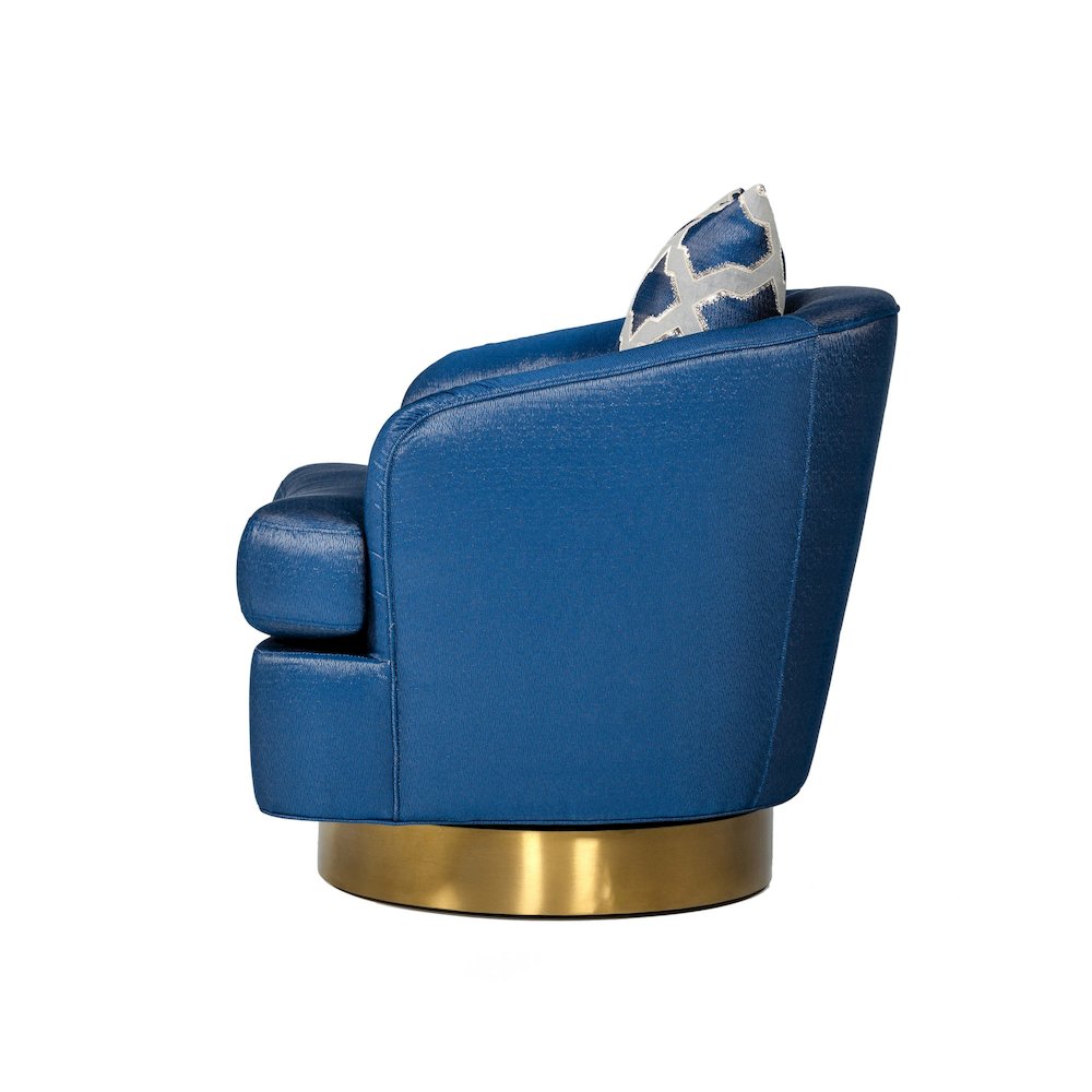 Modrest Niagra - Glam Blue and Gold Fabric Accent Chair
