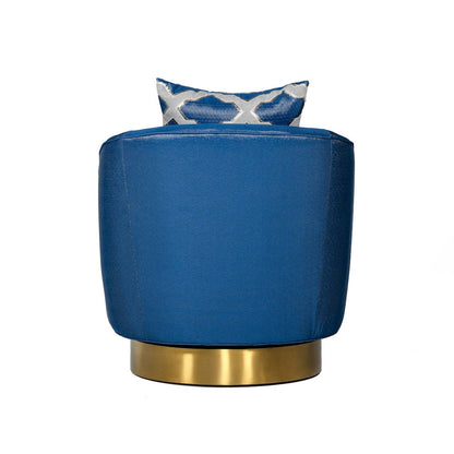 Modrest Niagra - Glam Blue and Gold Fabric Accent Chair